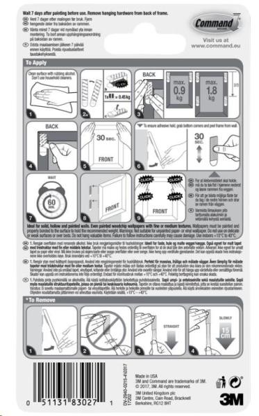 3M COMMAND nalepovací systém rámečků na zeď S-1.8kg,  bílá3