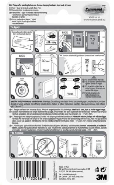 3M COMMAND nalepovací systém rámečků na zeď L-7.2kg,  černá1
