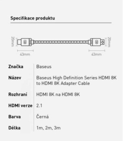 Baseus HDMI 2.1 kábel 8K M/ M 3 m čierny7