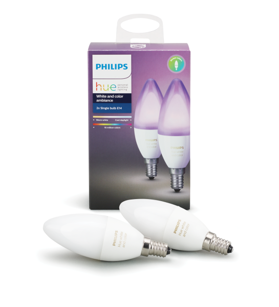PHILIPS Hue White and Color Ambience,  2x žárovka svíčková 6, 5W E14 B39 DIM