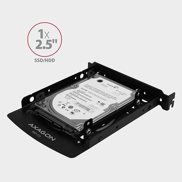 AXAGON RHD-P25,  hliníkový rám pre 2x 2.5" HDD/ SSD do 3.5" pozície alebo zástrčky PCI1