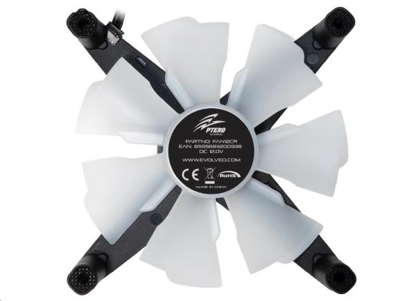 EVOLVEO Ptero 12CR,  PWM,  4pin,  LED červená,  12V ventilátor 120mm2