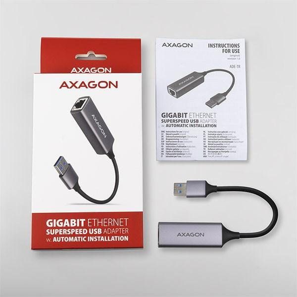 AXAGON ADE-TR,  USB-A 3.2 Gen 1 - Gigabitová sieťová karta Ethernet,  automatická inštalácia,  titánovo šedá4