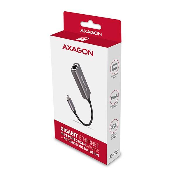 AXAGON ADE-TRC,  USB-C 3.2 Gen 1 - Gigabitová sieťová karta Ethernet,  automatická inštalácia,  titánovo šedá6