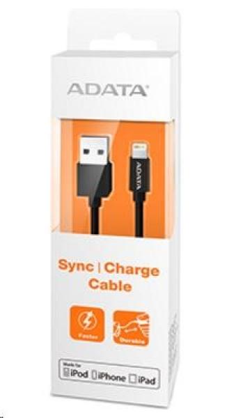 ADATA Sync & Charge Lightning kábel - USB A 2.0,  100 cm,  plast,  čierna
