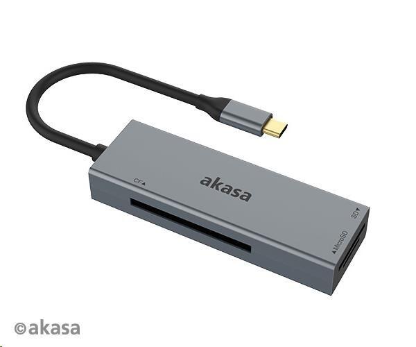 Čítačka kariet AKASA AK-CR-09BK 3 v 1 (CF,  SD,  microSD),  externá,  USB 3.2 Typ C