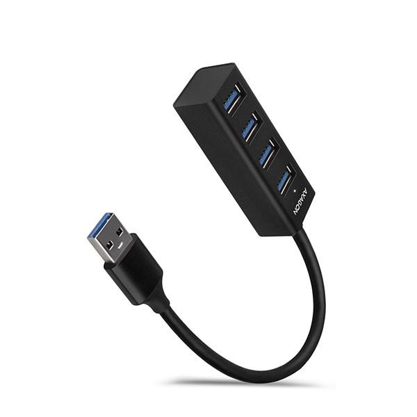 AXAGON HUE-M1A,  4x USB 3.2 Gen 1 MINI rozbočovač,  kovový,  kábel USB-A 20 cm