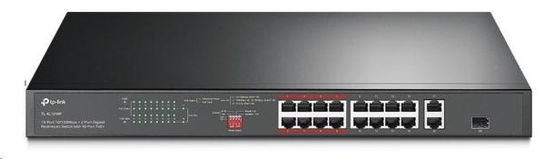 TP-Link CCTV switch TL-SL1218P (16x100Mb/ s,  1xGbE uplink,  1xGbE/ 1xSFP combo uplink,  16xPoE+,  150W)