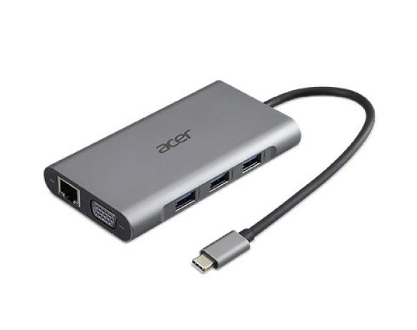 Kľúč ACER 12v1 typu C: 2 x USB3.2, 2 x USB2.0, 1x SD/TF, 2 x HDMI, 1 x PD, 1 x DP, 1 x RJ45, 1 x 3.5 Audio