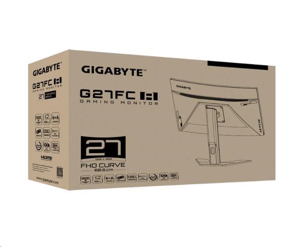 GIGABYTE LCD - 27" herný monitor G27FC A,  1920x1080,  12:M1,  250cd/ m2,  1ms,  2xHDMI,  1xDP,  zakrivenie,  VA 1500R7