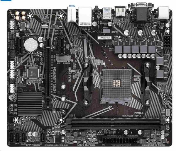 BAZAR-GIGABYTE MB Sc AM4 A520M S2H, AMD A520, 2xDDR4, 1xHDMI, 1xDVI, VGA, mATX-po opravě (bez přísl.)1