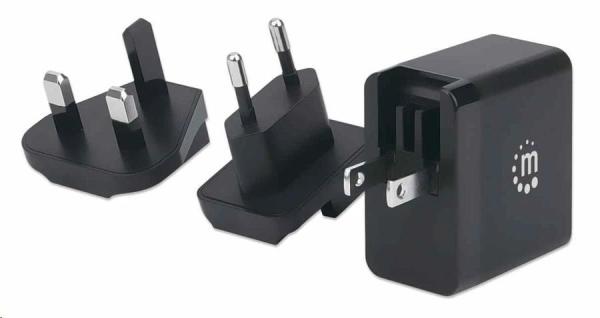 Nabíjačka Manhattan - 65 W,  USB-C Power Delivery (PD),  vymeniteľné zástrčky pre USA,  EÚ a Veľkú Britániu,  čierna5