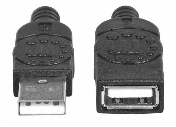 Manhattan USB kábel,  USB 2.0,  samec - samica,  480 Mb/ s,  1 m,  čierna2