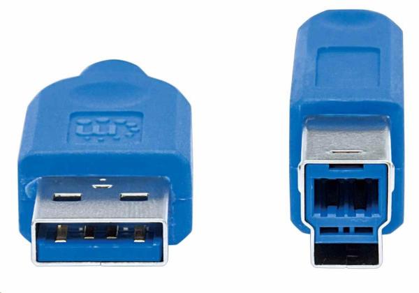 Manhattan USB kábel,  USB-A samec na USB-B samec,  USB 3.0,  5 Gb/ s,  0.5 m,  modrá1