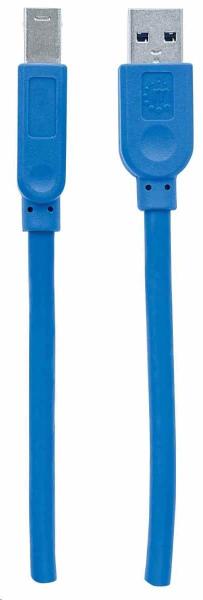 Manhattan USB kábel,  USB-A samec na USB-B samec,  USB 3.0,  5 Gb/ s,  0.5 m,  modrá2