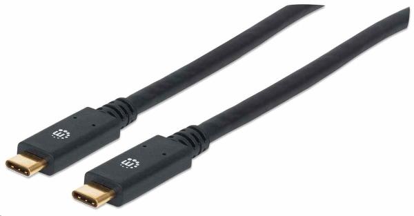 Kábel Manhattan USB-C,  USB 3.1,  Gen 1,  USB-C samec na USB-C samec,  5 Gb/ s,  2 m,  čierna