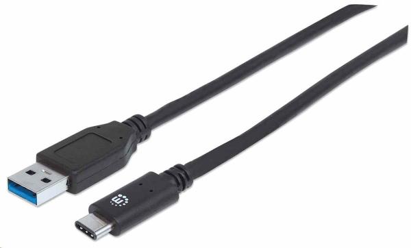 Kábel USB Manhattan,  USB 3.1 Gen 2,  USB-A samec na USB-C samec,  10 Gb/ s,  50 cm,  čierna