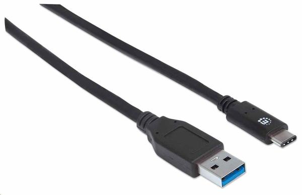 Kábel USB Manhattan,  USB 3.1 Gen 2,  USB-A samec na USB-C samec,  10 Gb/ s,  50 cm,  čierna1