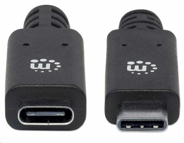Kábel Manhattan USB-C,  USB 3.1 Gen 2,  USB-C samec na USB-C samica,  10 Gb/ s,  5 A,  50 cm,  čierna1