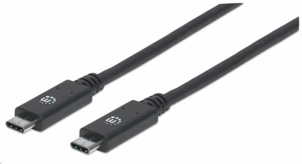 Kábel Manhattan USB-C,  USB 3.1 Gen 2,  USB-C samec na USB-C samec,  10 Gb/ s,  5 A,  1 m,  čierna