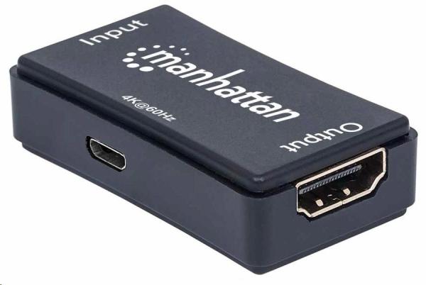 Manhattan HDMI Repeater,  4K HDMI Repeater,  aktívny,  do 40 m,  čierny1