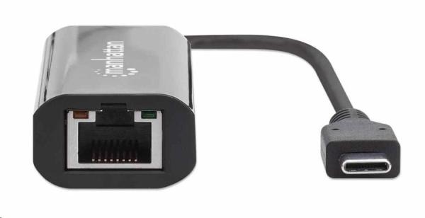 Adaptér Manhattan USB-C na 2.ethernet 5GBASE-T,  USB 3.2 Gen 1; 10/ 100/ 1000 Mbps & 2.5 Gb/ s,  čierna2