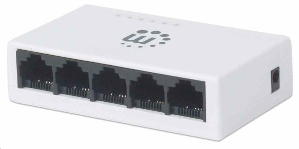 Manhattan Ethernet switch,  Ethernet switch,  veľkosť stolného počítača,  plast,  IEEE 802.3az,  biela4