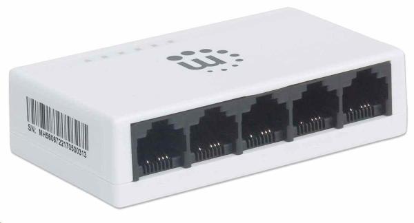 Manhattan Ethernet switch,  Ethernet switch,  veľkosť stolného počítača,  plast,  IEEE 802.3az,  biela5