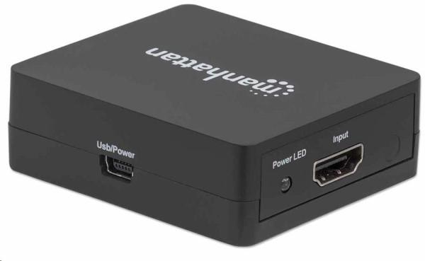 Manhattan HDMI Splitter,  1080p 2-portový HDMI Splitter,  napájanie USB,  čierny1