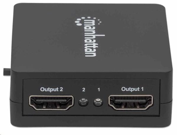 Manhattan HDMI Splitter,  1080p 2-portový HDMI Splitter,  napájanie USB,  čierny3