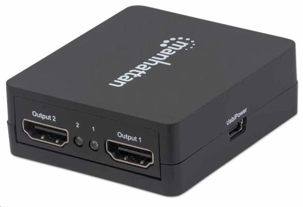 Manhattan HDMI Splitter,  1080p 2-portový HDMI Splitter,  napájanie USB,  čierny4