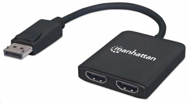 Manhattan Hub,  MST hub DisplayPort na duálny HDMI (M/ F),  čierny