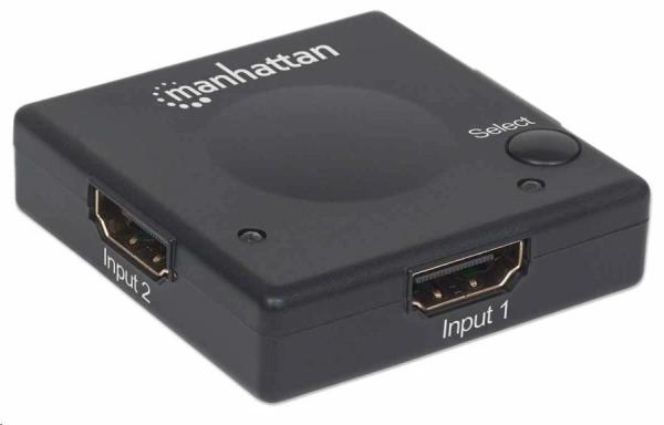 Manhattan HDMI Switch,  2-portový HDMI prepínač,  1080p,  čierny1