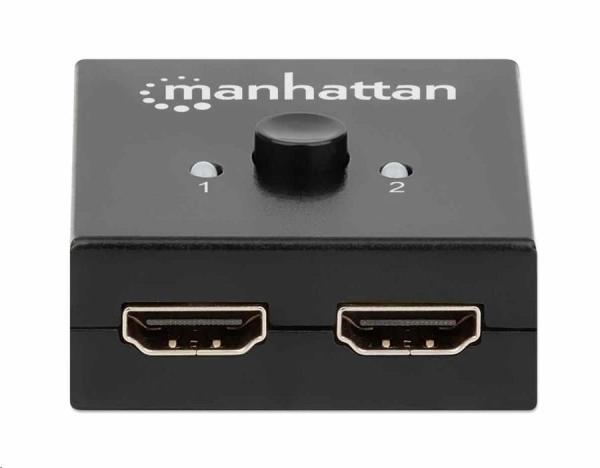 Manhattan HDMI Splitter,  4K obojsmerný 2-portový HDMI Splitter/ Prepínač,  4K@30Hz,  čierny2