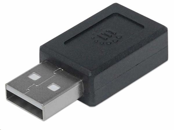 Adaptér Manhattan USB,  USB-C 2.0 samica na USB-A samec,  čierna