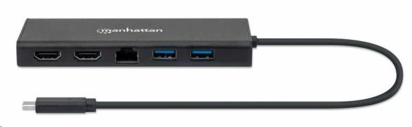 Adaptér Manhattan USB-C na duálny multiport HDMI,  USB 3.2 Gen 1,  čierna2