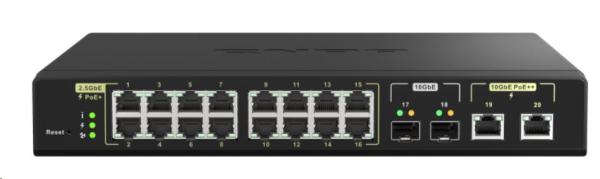 QNAP switch QSW-M2116P-2T2S (16x2, 5GbE, 2x10SFP+, 2x10GbE, 16xPoE+, 2xPoE++, 280W)