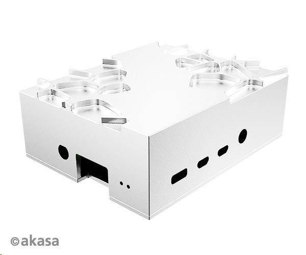 Puzdro AKASA Gem Pro,  pre Raspberry Pi 4 Model B,  strieborné2