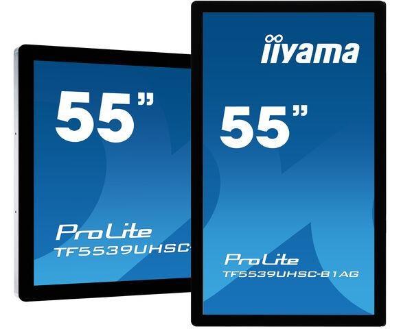 55" iiyama TF5539UHSC-B1AG: IPS, 4K, capacitive, 15P, 500cd/ m2, VGA, HDMI, DP, 24/ 7, IP54, čierny