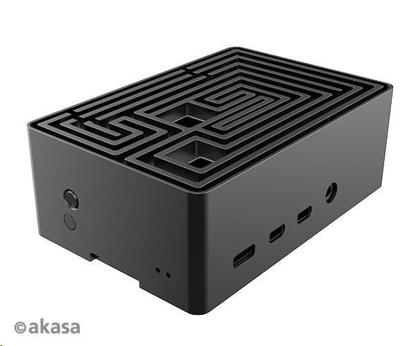 Puzdro AKASA Maze,  pre Raspberry Pi 4,  hliník,  čierne