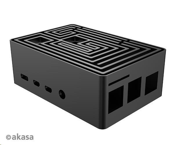 Puzdro AKASA Maze,  pre Raspberry Pi 4,  hliník,  čierne2