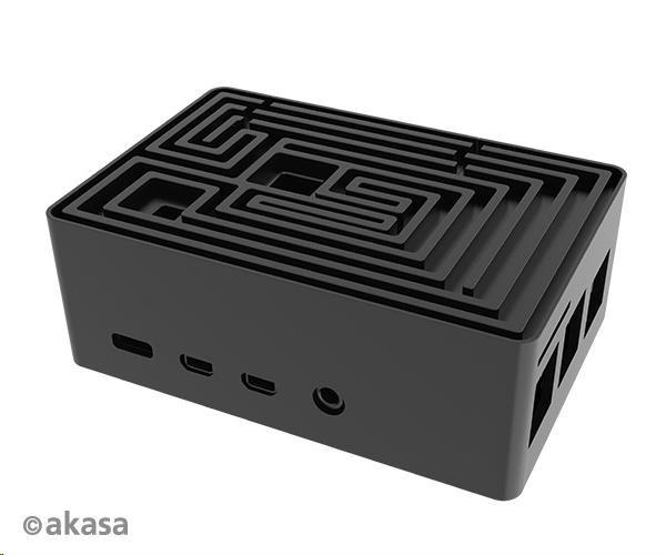 Puzdro AKASA Maze Pro,  pre Raspberry Pi 4,  hliník,  čierne