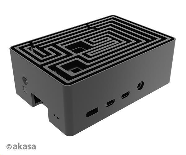 Puzdro AKASA Maze Pro,  pre Raspberry Pi 4,  hliník,  čierne1