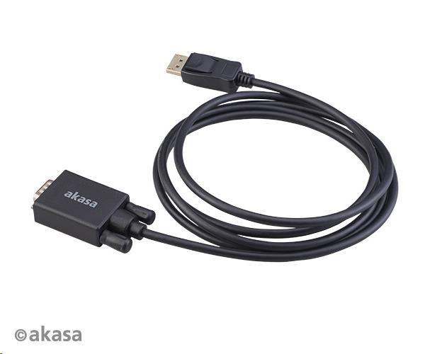 Kábel AKASA DisplayPort na VGA,  pozlátené konektory,  2 m2