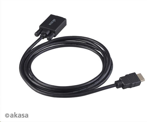 Kábel AKASA HDMI na VGA,  pozlátené konektory,  2 m2