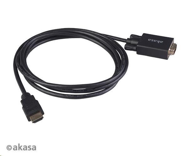 Kábel AKASA HDMI na VGA,  pozlátené konektory,  2 m3