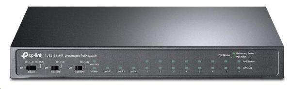 TP-Link CCTV switch TL-SL1311MP (8x100Mb/ s,  2xGbE uplink,  1xSFP,  8xPoE+,  124W,  fanless)