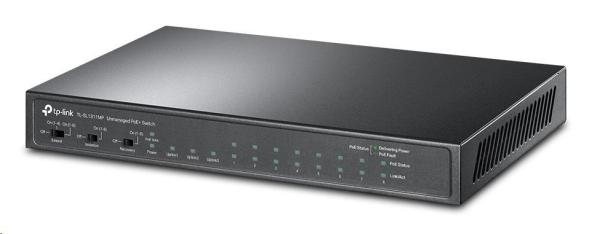 TP-Link CCTV switch TL-SL1311MP (8x100Mb/ s,  2xGbE uplink,  1xSFP,  8xPoE+,  124W,  fanless)1
