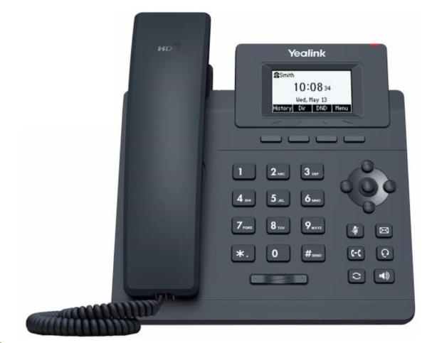 IP telefón Yealink SIP-T30P,  2, 3" grafika 132x64,  2x RJ45 10/ 100,  PoE,  1x SIP,  s adaptérom