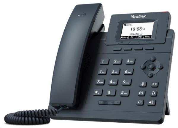 IP telefón Yealink SIP-T30P,  2, 3" grafika 132x64,  2x RJ45 10/ 100,  PoE,  1x SIP,  s adaptérom0